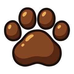 Cartoon Paw Print Icon, Cute Brown Animal Footprint Symbol, Vector Illustration