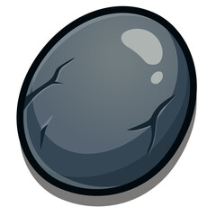Cartoon Stone Egg Icon, Smooth Gray Rock with Cracks, Vector Illustration