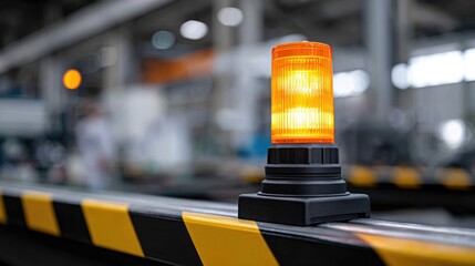 Fototapeta premium Orange Safety Beacon in Industrial Environment – Alert and Protection Signal