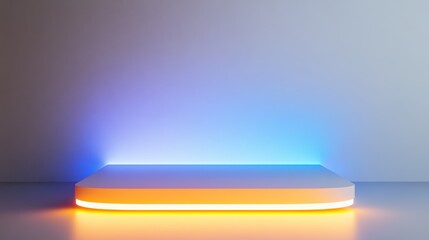 Smooth white podium with left side surface extending across the image, clean geometric structure, plain background