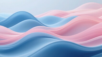Obraz premium This image features soft and flowing abstract waves in blue and pink tones, creating a smooth and aesthetically pleasing visual.
