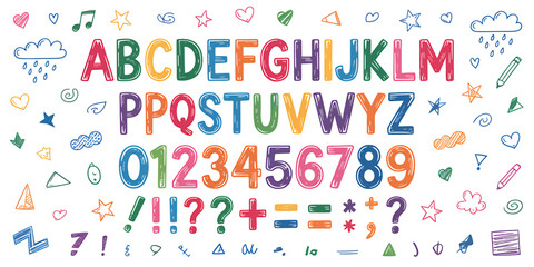 Vibrant alphabet numbers and symbols for creative projects and designs