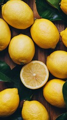 Fresh whole organic yellow lemons isolated on clean white background