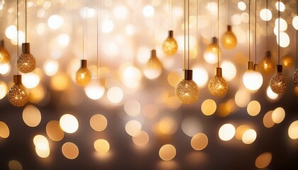 an abstract image with lots of soft defocused lamps with white and gold lighting which will create a warm atmosphere the bokeh effect