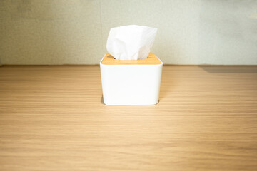 Tissue box on a desk for sneezing, coughing, hygiene for flu patients