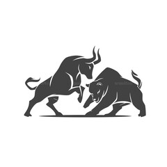 Fototapeta premium Powerful bull and aggressive ox illustration, depicting a dynamic animal confrontation, symbolizing strength, competition, and financial market concepts.