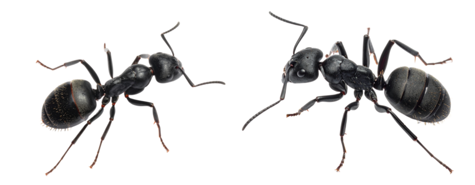 Set of  Ant Top-Down View Walking Pose, Natural Shadow, Isolated