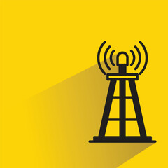 communication and network tower on yellow background