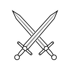 Two crossed swords iconic medieval weapon symbol represents combat battle history warfare antiquity conflict warfare military strength duel isolated on transparent background