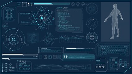 Animation of a high-tech screen with a full-body 3D scan - Powered by Adobe