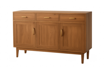 Wooden sideboard with drawers and storage doors