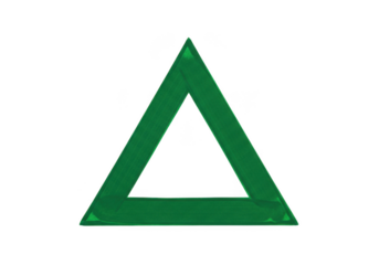 Green triangle geometric shape isolated on transparent background