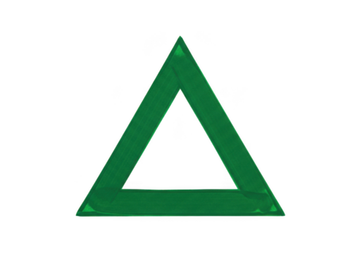 Green triangle geometric shape isolated on transparent background