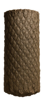 Fossilized trunk of a lepidodendron tree featuring scale-like bark.