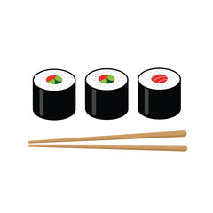 Delicious sushi rolls and chopsticks ready for enjoyment asian cuisine appetizer meal food photography isolated on transparent background