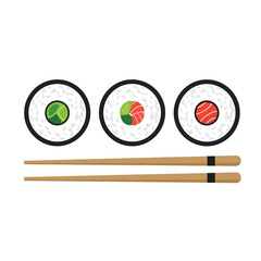 Delicious sushi rolls with fresh ingredients and chopsticks ready for enjoyment a culinary delight isolated on transparent background