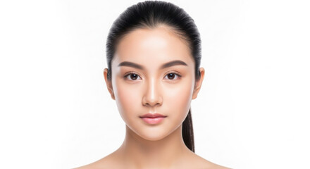 Beautiful Asian Woman with Perfect Skin and Natural Makeup