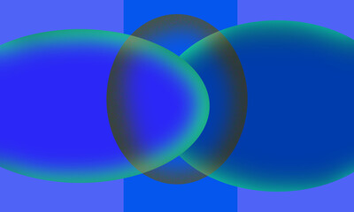 Abstract Overlapping Gradient Circles on Blue Background
