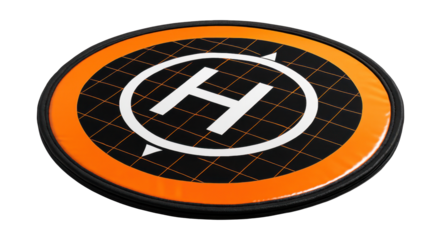 Foldable drone landing pad with a reflective surface.