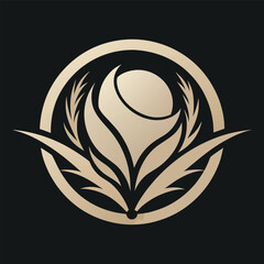 Golden Rose Emblem Minimalist Style Floral Icon Ornament Decoration Vector Design
