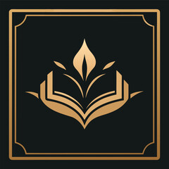 Knowledge Bloom Golden Book with Leaf Design for Education and Learning