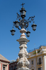Monument in the Cathedral Square of Seville, Spain