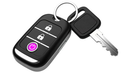 Modern car key fob with unlock lock and power buttons