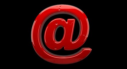 Glossy red at symbol 3d rendering digital art communication symbol internet email icon