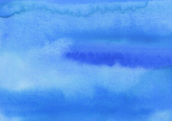 爽やかな青と水色のにじみのある水彩背景素材
