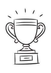 Hand drawn trophy award celebration symbol victory achievement