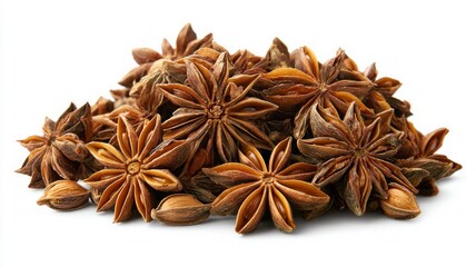 Star anise pile on white background. AI image