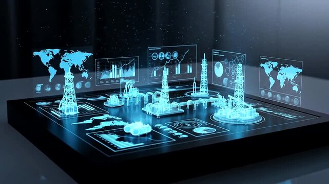 Futuristic oil and gas industry monitoring and control with advanced technology visualization