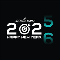 Welcome 2026 New Year greeting card target symbol replacing zero vector illustration for festive design
