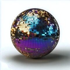 Obraz premium Colorful Disco Ball Reflecting Light in a Vibrant Party Atmosphere for Festive Events