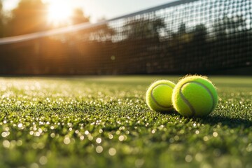 Dew and Motion — Elegant Tennis Morning Scene