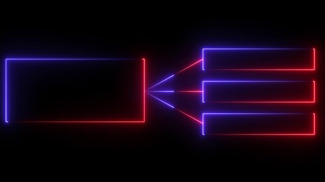 Glowing neon line Business hierarchy chart icon animation background. Neon flowchart, Corporate organizational structure graphic elements, network diagram, hi-tech illustration