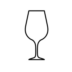 Isolated Wine Glass Outline Illustration on White Background