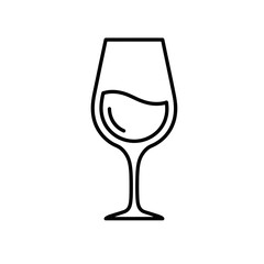 Simple Wine Glass Contour Design Showing Liquid Inside on Plain Background