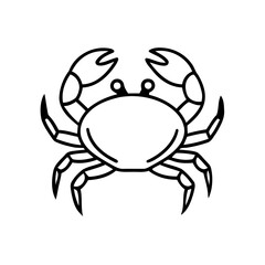 Crab Icon with Linear Style on White Background for Marine Life Projects