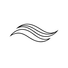 Abstract wavy lines graphic element depicting motion on a seamless white background