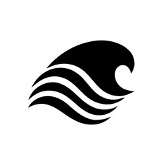 Naklejka premium Stylized vector image of a black wave on a white background with three distinct curving lines