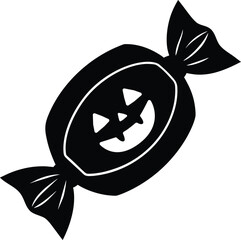 Halloween Candy Jack-o'-Lantern Face Silhouette Vector Icon