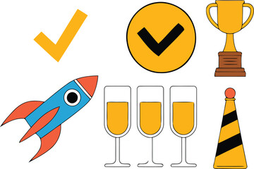 Victory and success icons set vector illustration scalable eps for design projects vector