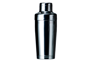 A silver container with a lid sits on a white background