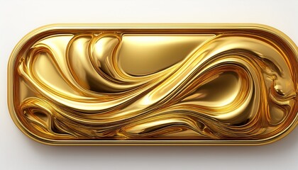 rectangle fluid gold button isolated on white created with generative ai