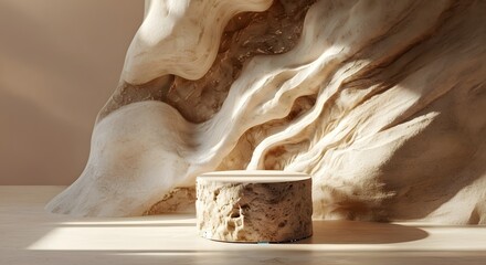 A detailed studio shot of a stone pedestal with a textured background, perfect for product display.