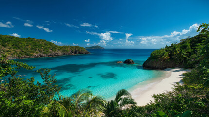 Fototapeta premium Tropical Beach with Clear Blue Water and White Sand
