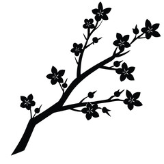cherry blossom branch  japanese style  vector illu