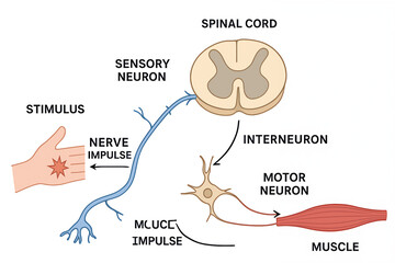 Obraz premium Human Nervous System Pathway Illustration with Spinal Cord