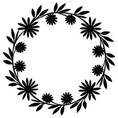 hand drawn daisy wreath  vector  circular frame ve